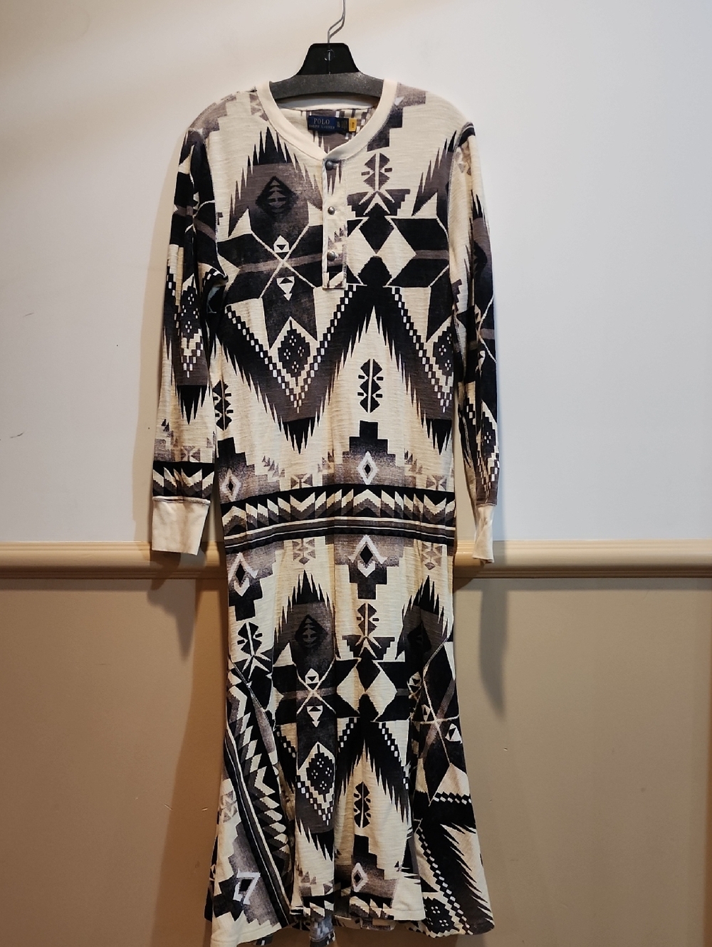 Ralph Lauren Ivory & Charcoal Henley Dress